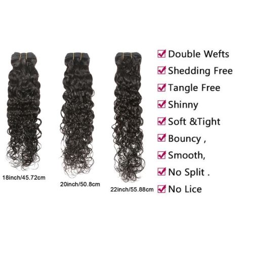 Cross-border real human hair Water Wave 3 Bundles With 4X4 Closure Human Hair