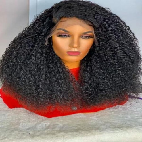 13*4frontal supper double drawn 300%density pixie curly wig