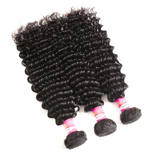 Peruvian Deep Wave Human Hair Extensions 3PCS suitable for black people