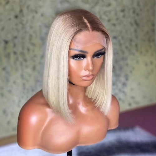 12A 4*4 Closure Lace Glueless Blonde 4T613# Straight Bob