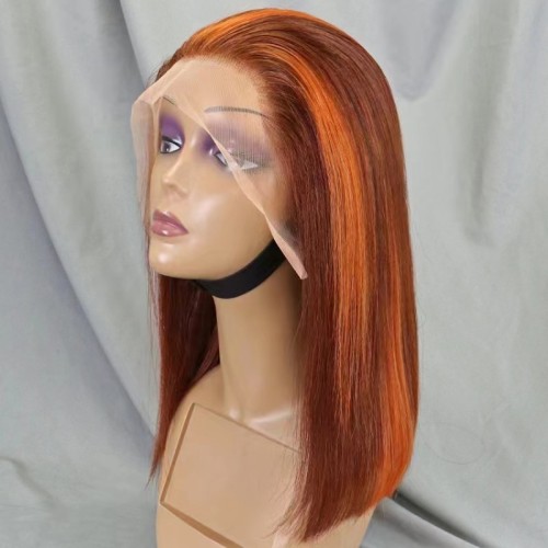 10A Brazilian Ginger Red Lace Bob 13*4 Ear To Ear Human Hair
