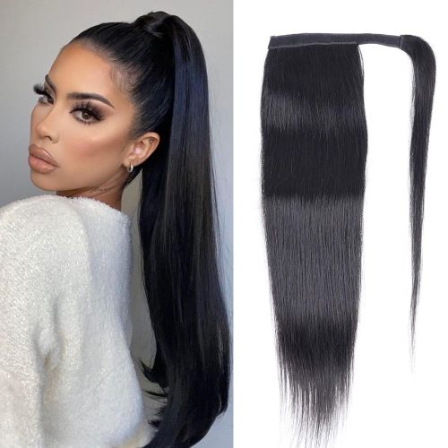 Magic Tape Straight Ponytail PONYTAIL STRAIGHT Natural Black Long Straight Human Hair