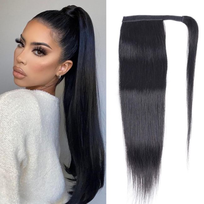 Magic Tape Straight Ponytail PONYTAIL STRAIGHT Natural Black Long Straight Human Hair