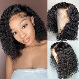 4*4 Closure wave curly Wig 250%density Indian Original Human