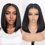 200% Density Bob Wig Human Hair 12A Black Bob Human Hair Wig