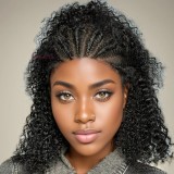Braided Human Hair Wig 13x4 Lace Front Wigs Curly BOB