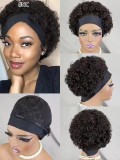 100% human  hair  headband   Short  curl wig