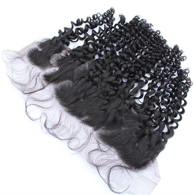Peruvian Human Hair Kinky Curly Lace Frontal Closure 13x4