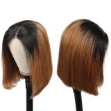 Kim Closure 2*6 straight Bob Middle part 100% human hair wig