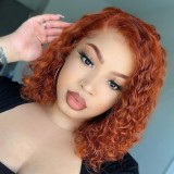 10A Brazilian 350# orange Water Wave 13*4 frontal Bob Wig