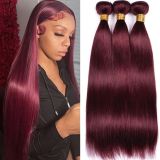 99J burgundy hair extensions made of 100% human hair, popular in Europe and America, available in stock in Xuchang