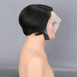 Foreign trade full human hair wig 13x4 lace front bob short straight hair wig natural style short hair