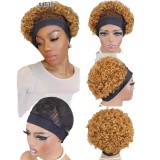 100% human  hair  headband   Short  curl wig