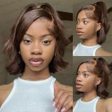 13*4Frontal lace Hot chocolate brown huamn hair BOb wigs