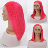 Pink Straight Bob Wigs 13x4 Lace Front for Women