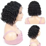 4*4lace Water wave Bob Brazilian original Human hair Wig