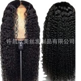 13*4 front lace foreign trade human hair wig, kinky curly long curly hair human hair wigs