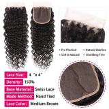 Cross-border real human hair Water Wave 3 Bundles With 4X4 Closure Human Hair