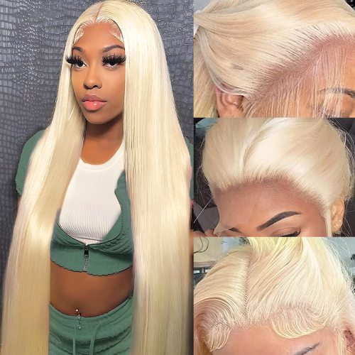 European and American cross-border 13*4 large lace golden 613 full human hair wig, hot-selling in foreign trade, in stock in Xuchang