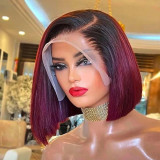 13*4 lace99J#Bob style real human hair wig, burgundy wig