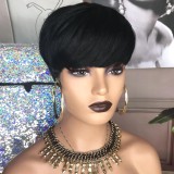 Short Straight Bob Wig Pixie Cut Wig Human Hair For Black