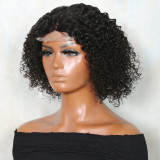 Wig made of real human hair with lace front, T-part BOB curly women's wig, cross-border wholesale, curly short hair