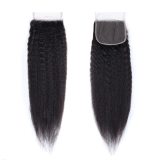 Wig made of real human hair, 4x4 lace hairpiece, kinky straight hair, foreign trade cross-border wholesale, celebrity style