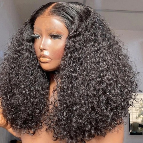 12A Jerry Curly Bob Brzailian100% Human Hair  Frontal Wig