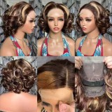 4*4 lace Double drawn loose wave wig 100% human hair 250%