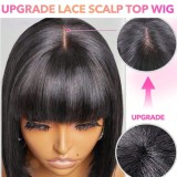 Cross-border 1X3 Lace With Bangs Bob Straight Human Hair Wigs