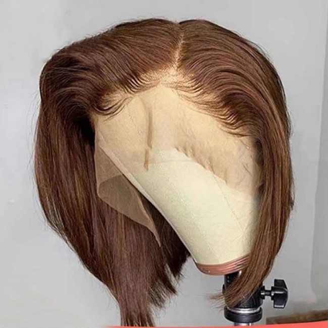 Pixie Bob 4# Brown With 13*4 Frontal Human Hair Indian