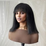 4*1lace fringe Kinky straight Bob Yaki Brazilian Human Hair