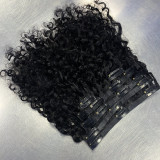 6-piece set of real human hair clip-in wigs, Burmese curls clip-in hair, one-piece wig
