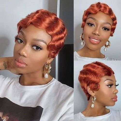 Machine made huamn hair short pixie wig