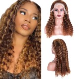 Cross-border European and American 180% high-density real human hair curly color wig wholesale full head set hot-selling long curly
