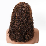 DoubleDrawnPixieCurly European and American wig, front lace, real human hair, wig 4/30, hand-woven short hair