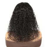 4x4 Lace Water Wave Wig with Braided Detail Cross-border Real Human Hair Wig