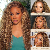 180% jerry curl piano color human hair wig with highlights JC foreign trade wig