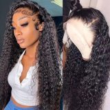 13*4 180densityWater front lace human hair wig with water wave curls