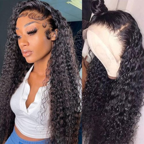 13*4 180densityWater front lace human hair wig with water wave curls