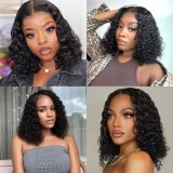 13*4 frontal  Human Hair Double Drawn Water Wave BOB Wig