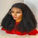 13*4frontal supper double drawn 300%density pixie curly wig
