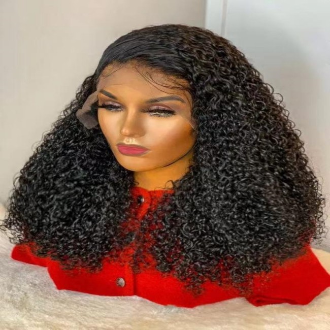 13*4frontal supper double drawn 300%density pixie curly wig