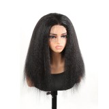 European and American wigs made of real human hair, 4x4 front lace, kinky straight wigs, glue-free, cut-to-fit, cross-border
