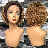13*1 Pixie Curly Wig WIth T Lace Brazilian Natural Human Hai