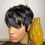 100% Human Hair Short Cut Curly Wig Afro Bob Full Human Hair