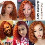 10A Brazilian 350# orange Water Wave 13*4 frontal Bob Wig