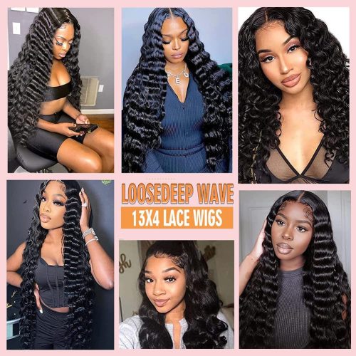 13*4 lace human hair wig, cross-border European and American fashion, African oose deep