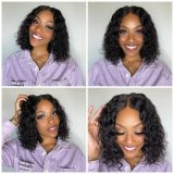 Real human hair Bob water wig 13*4 front lace curly hairstyle cross-border women's long curly hair
