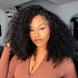 Cross-border European and American wigs made of real human hair, Half Wig 3 in 1 Human Hair afro kinky wigs